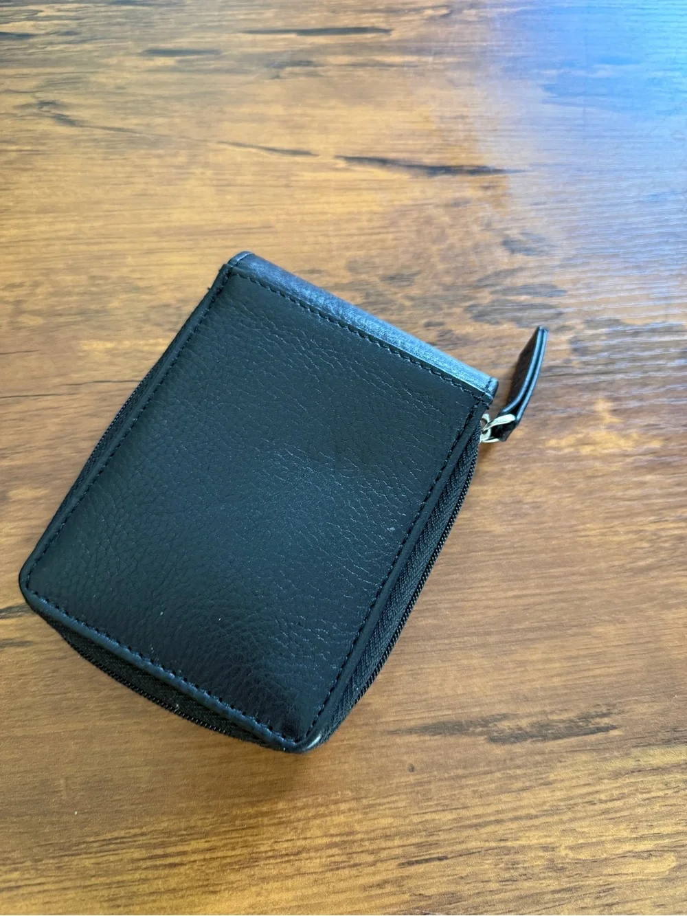 Black Leather Trifold Wallet with ID Window leather